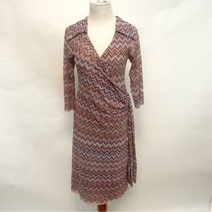 Multicolored Chevron Stripes Collared Dress by Sweet Pea Size Large